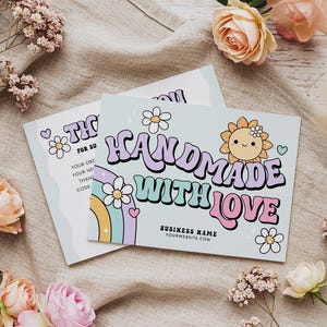 Retro pastelkleurige bedankkaart, bewerkbare klantbedankt zakelijke verpakking, doe-het-zelf schattige pastel regenboog bedankje QR-canvasjabloon invoegen Suni