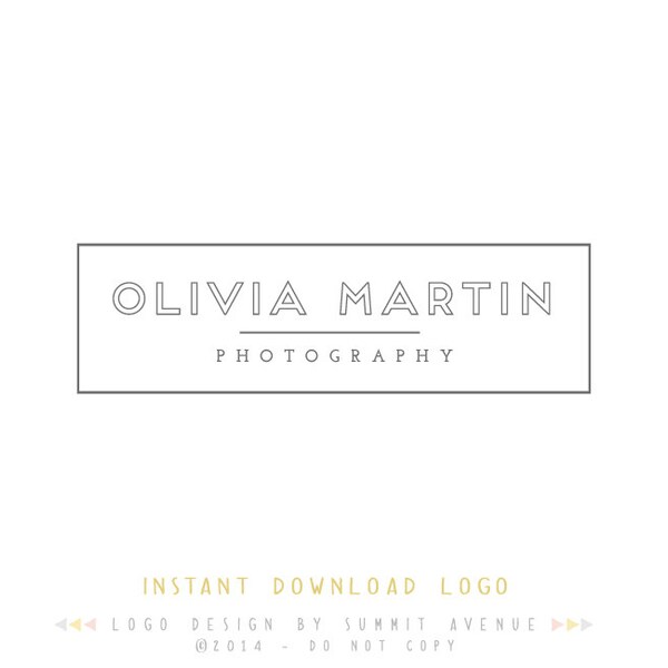 DIY - Olivia Modern Premade Logo Design for Photography or Boutique INSTANT DOWNLOAD - Photoshop Template Logo