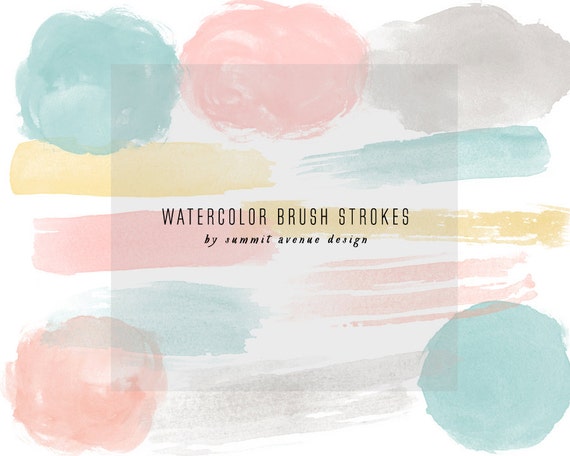 Hand Painted Watercolor Brush Strokes Photoshop Brushes & Clip | Etsy