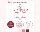 Elegant Bow Monogram Logo, Pretty Editable Canva Logo Template, Luxe Monogram Logo for Small Business, DIY Luxury Logo Branding design, EL01