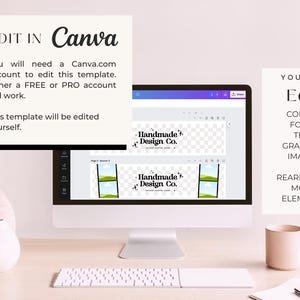 Editable Modern Retro Etsy Shop Template Kit Canva, Black and White ...