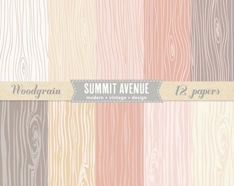 INSTANT DOWNLOAD Romantic Woodgrain digital scrapbook paper pack - for photographers or personal Use