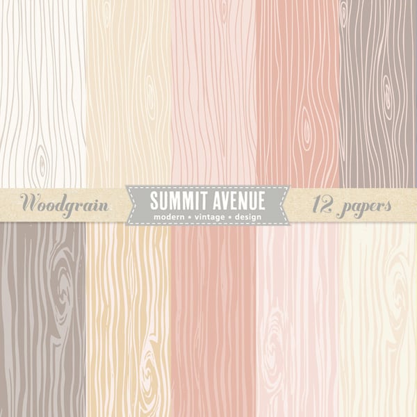 INSTANT DOWNLOAD Romantic Woodgrain digital scrapbook paper pack - for photographers or personal Use