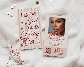Elegant Lash Artist Business Card Template, Luxury Editable Eyelash Extension Specialist or Brow & Lash Technician Canva Branding Card, LX55