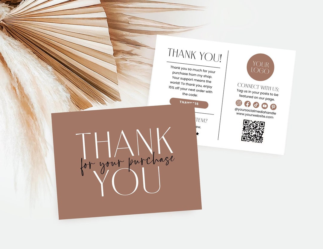 Modern Business Thank You Card Canva Template, DIY Minimalist Editable ...