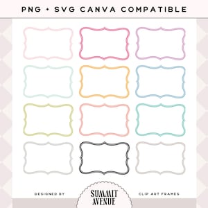 Fancy coquille frame clip art bundel | Png, SVG, AI, Eps | Bewerkbare geschulpte randen | Commercieel gebruik OK | Canva-compatibele directe download