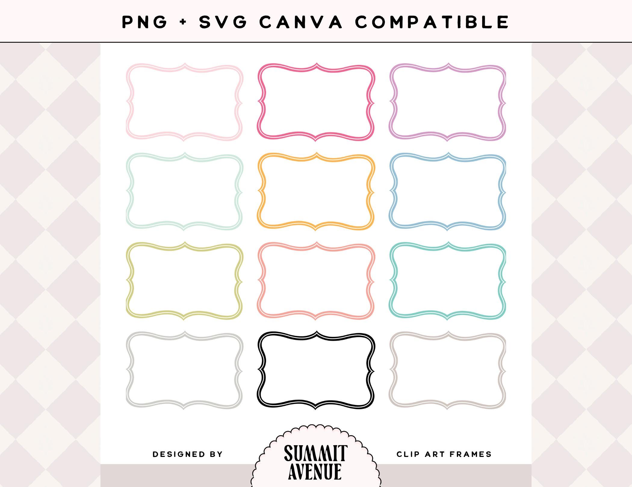 Fancy Scallop Frame Clip Art Bundle | Png, SVG, AI, Eps | Editable ...