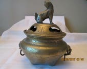Vintage Chinese Bronze Brass Incense Burner, Foo Dog Incense Burner, Censer Burner, Home Decor, Fragrance Burner