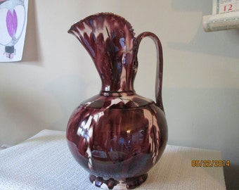 Vintage Drip Glaze Pottery,Dark Chocolate Brown and Cream Vase, Flower Vase, Container, Home Decor, Water Pitcher