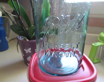 Vintage Blue Ball Perfect Mason Canning Jar, Number 1, Storage container, Ball Perfect Mason Jar