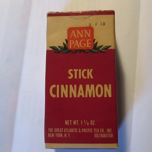 Vintage Ann Page Stick Cinnamon Box, Great Atlantic & Tea Co, New York, Advertising Box, Advertising Collectors.
