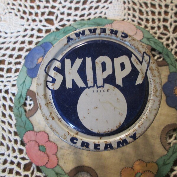 Vintage Glass Skippy Peanut Butter Jar, One Cup Skippy Jar, Container, Kitchen Container, Advertising Jar