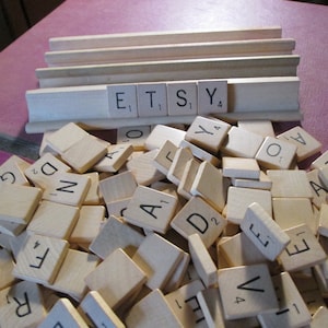 Vintage Scrabble Wooden  Pieces, Board game, Crafting Supplies, Word Game Pieces,