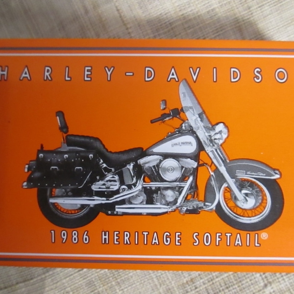 Vintage Harley Davidson 1986 Heritage Softail Tin Match Container, Harley Collector