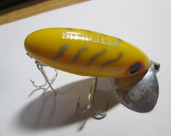 Vintage Fred Arbogast Jitterbugs Fishing Lure, Fishing Lure Collectors, Yellow fishing Lure
