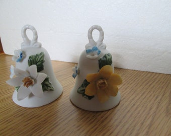 Vintage Small White Bells, Bisque Bells, Bell Collectors, Crafting supply, Gifting