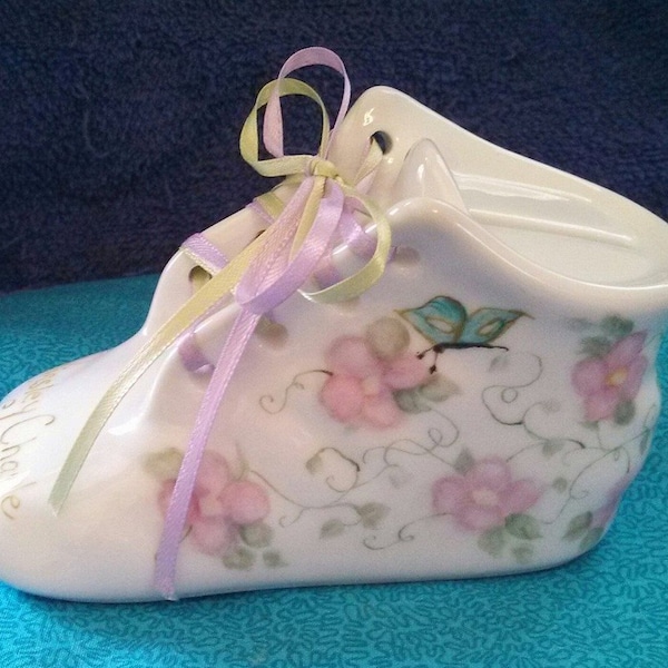Hand Painted Porcelain Baby Shoe