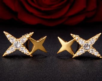 Gold Star Stud Earrings • CZ Celestial Jewelry.