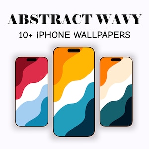 Abstract Wavy iPhone Wallpapers Pack | Color Flow Minimal Backgrounds | iPhone 16 Pro, iOS Aesthetic Home & Lock Screen Bundle