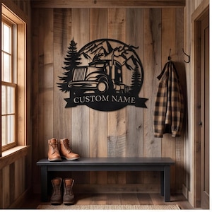 Personalized Heavy Duty Metal Art, Semi Truck Wall Decor, Custom Truck Driver Sign, Unique Gift for Him, Industrial Style Trucker Plaque