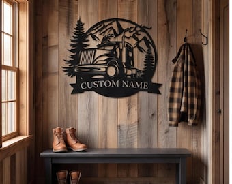 Arte de metal resistente personalizado, decoración de pared de camión semirremolque, letrero personalizado para camionero, regalo único para él, placa de camionero de estilo industrial
