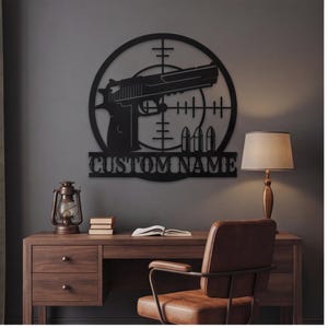 Letrero metálico personalizado para pistola, arte mural personalizado para campo de tiro, decoración táctica para tiro, regalo único para coleccionistas de armas, placa Hardcore Target.