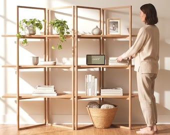 Shelfish Natural Wood Bookshelf, Beech, Japandi Bookshelf