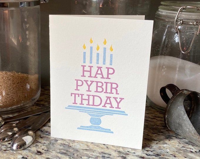 Letterpress Happy Birthday Card: Birthday Cake