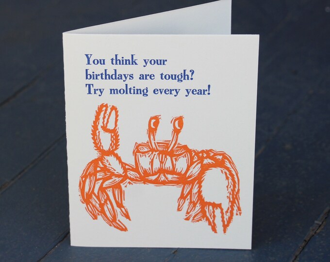 Letterpress Happy Birthday Card: Crab