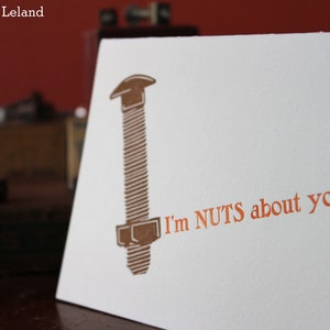 Letterpress Greeting Card: I'm NUTS about you image 2