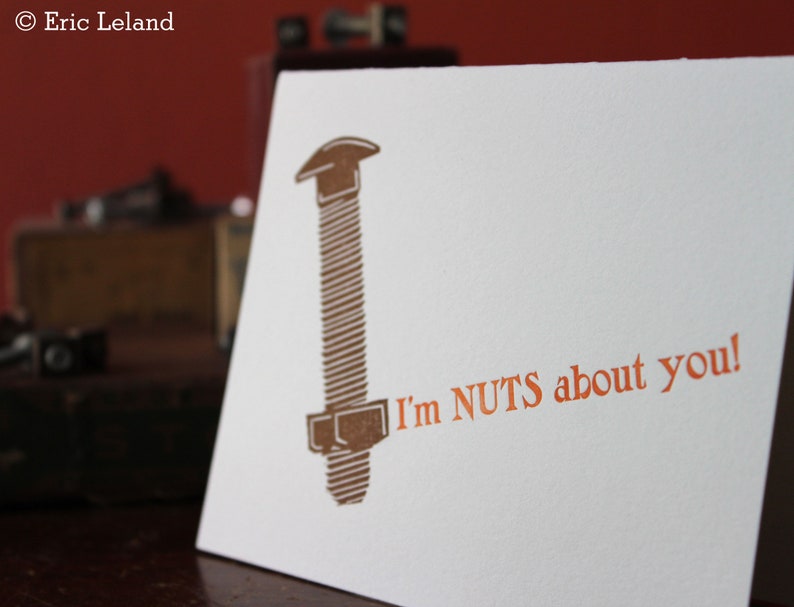 Letterpress Greeting Card: I'm NUTS about you image 2