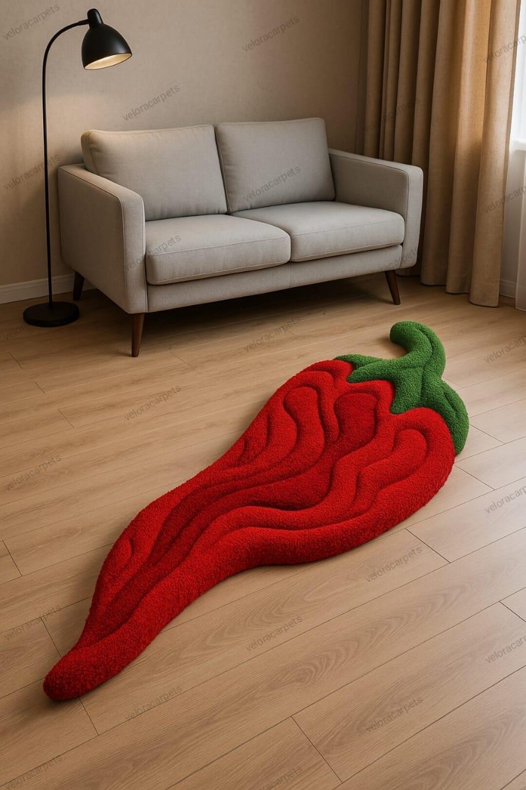 Hand-tufted Wool Chili Pepper Rug | 3D Textured Accent Carpet - Etsy