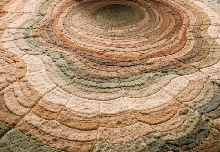 Abstract Tree Rug Hand Tufted Tree Ring Rug, Organic Abstract Round Rug, Moss Green Beige ...