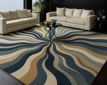 Tappeto in lana annodato a mano / Design moderno astratto a onde