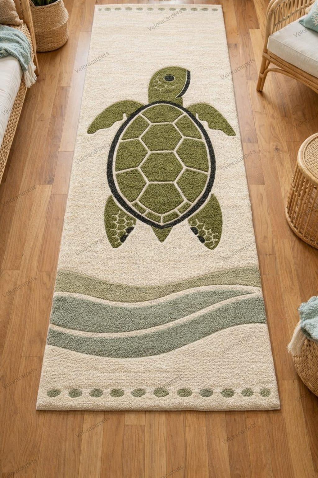 Tortoise Shell Rug Hand Tufted Wool Turtle Runner Rug, Coastal Beach Theme Area Rug - Etsy