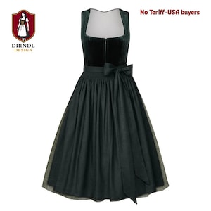 Dark Green Dirndl Skirt: Bavarian Oktoberfest Costume
