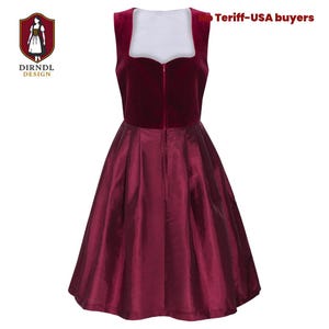 2531011 Red Dirndl Dress – Elegant Bavarian Oktoberfest Costume for Women (Without Apron)