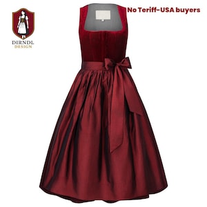 Elegant Red Dirndl Dress with Apron – Traditional Bavarian Oktoberfest Outfit