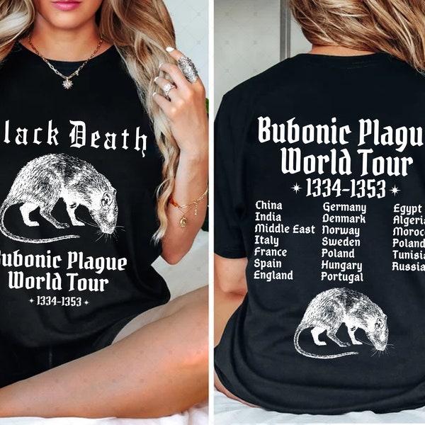 Funny Meme Tshirt, Bubonic Plague World Tour 2024, Cringe Shirt, Weird Gift, Dank Meme, Funny Goth Shirt, Ironic Shirt, Black Plague Shirt