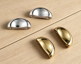 Tiradores modernos de media luna para armarios, tiradores de cajón en cromo pulido y oro, herrajes minimalistas para armarios de cocina, pomos para cómodas de estilo de mediados de siglo.