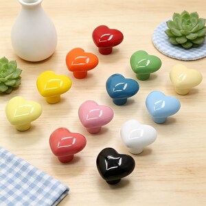 Colorful Heart Ceramic Knobs Dresser Drawer Handles Cabinet Pull Children's Room Door Knobs Handle Closet Pulls Modern Cupboard Hardware