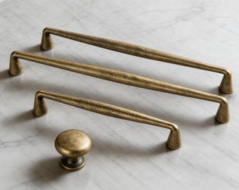 Tiradores y pomos de bronce antiguo grabados a medida para cajones, tiradores de latón envejecido para armarios, herrajes para muebles vintage.