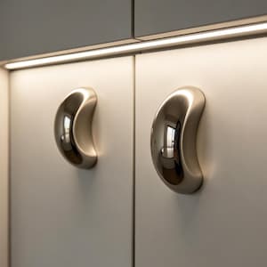 Half-Circle Small Handle/Alloy Cabinet Knob/Polished Nickel finish/Modern Cabinet Door Handles/Nursery Knob/unlacquered knobs