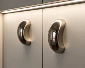 Tirador pequeño semicircular/Pomo de aleación para armario/Acabado en níquel pulido/Tiradores modernos para puertas de armario/Pomo para habitación infantil/Pomos sin lacar