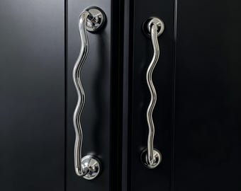 Tirador ondulado para armario, tirador pulido para cajón, herrajes únicos para muebles con forma de onda, tirador moderno para armario de cocina, tirador para puerta de baño, decoración bohemia