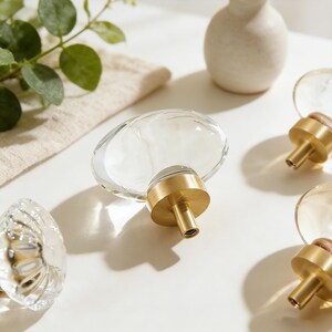 Pomelli per mobili in cristallo: maniglie per cassetti in champagne trasparente