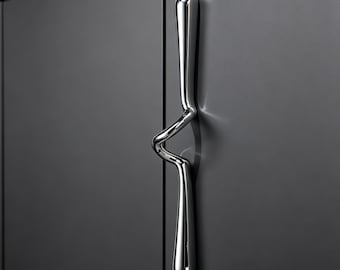 Tirador abstracto cromado pulido para armario, tirador moderno ondulado para puerta, tirador único de estilo art déco para cajón, herrajes de muebles ondulados largos para armario de cocina.