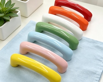 Tiradores de cerámica coloridos para armarios / Tiradores modernos y brillantes para cajones, lindos pomos de arcoíris para muebles, ideales para la decoración de cómodas, cocinas y habitaciones infantiles.