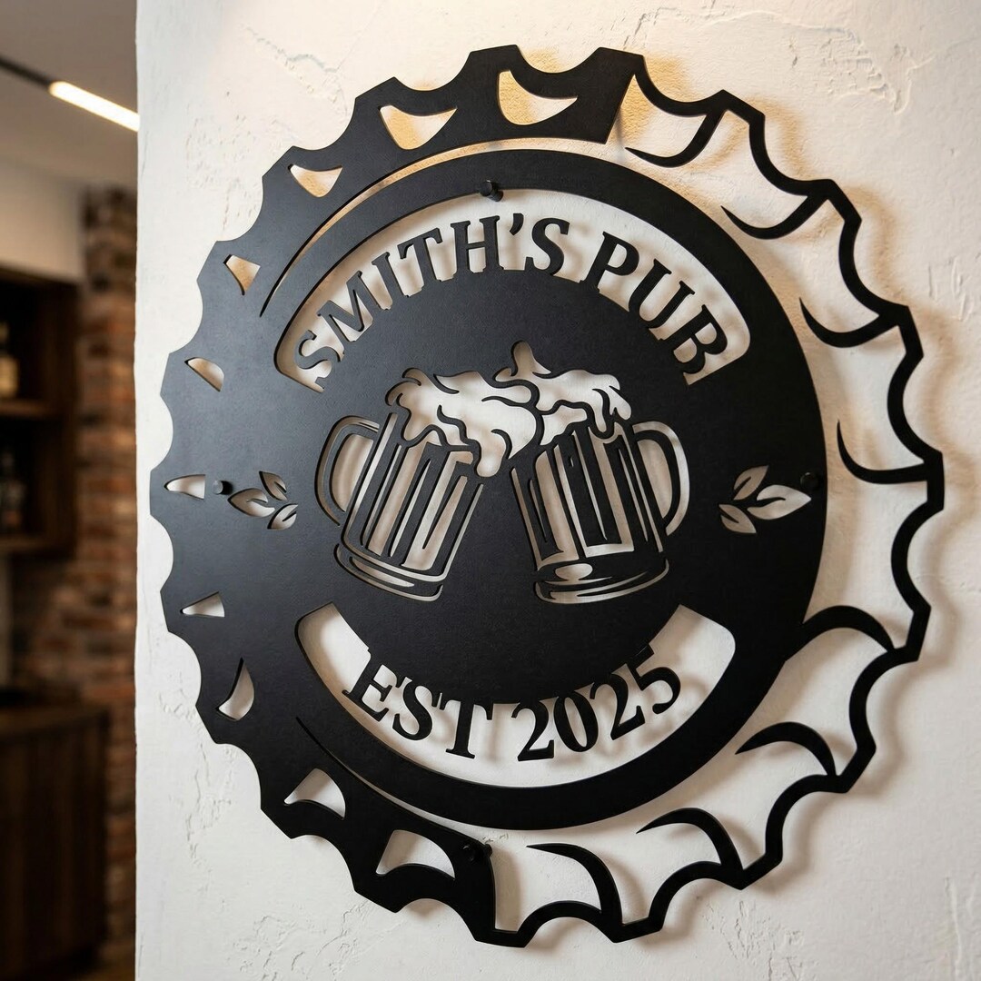 Custom Beer Cap Metal Sign - Personalized Bar Name Decor, Beer Lover ...