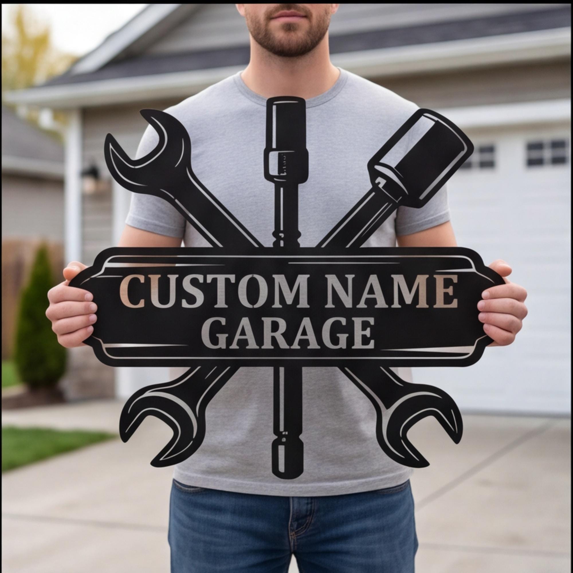 Custom Tools Metal Sign, Personalized Garage Wall Art, Workshop ...